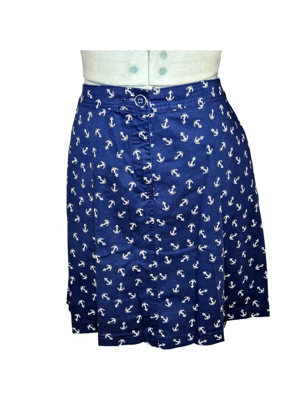 Woman's Karen Scott nautical coastal anchor print Navy blue zip front skorts S16